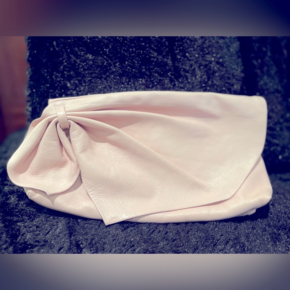 Vintage Albi Leather Blush Pink Bow Clutch  (pictures don’t do it justice)